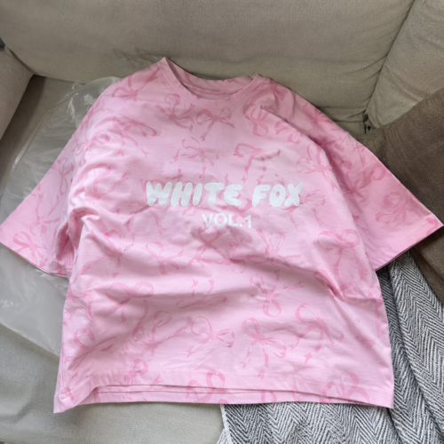 Click to view full screen White Fox Women's Round Neck Printed T-shirt Oversized Top photo review
