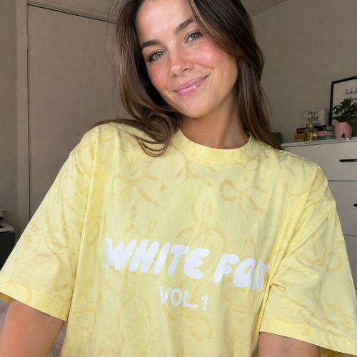 Click to view full screen White Fox Women's Round Neck Printed T-shirt Oversized Top photo review