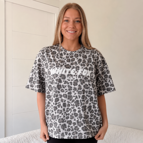 Click to view full screen White Fox - Women's casual designer high-end printed loose T-shirt S-XL photo review