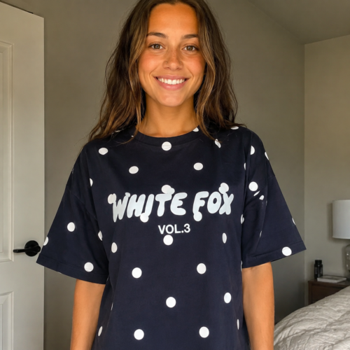 Click to view full screen White Fox - Women's casual designer high-end printed loose T-shirt S-XL photo review