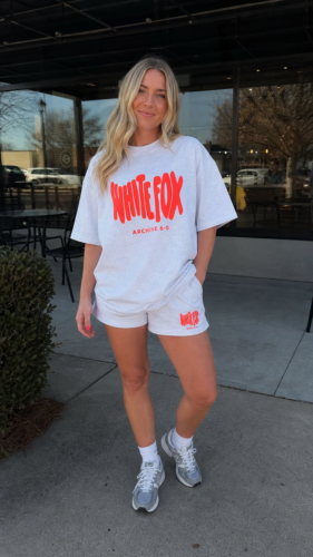 Click to view full screen White Fox - Women's Sports Set High end Loose Design Short Sleeve Shorts Set photo review