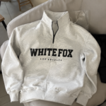 White Fox Zipper Stand up Collar Design Women's Sweatshirt photo review