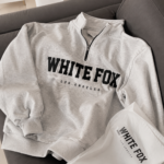 White Fox Zipper Stand up Collar Design Women's Sweatshirt photo review