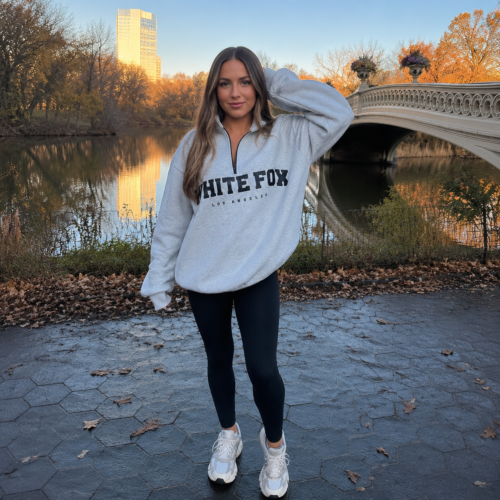 White Fox Zipper Stand up Collar Design Women's Sweatshirt photo review