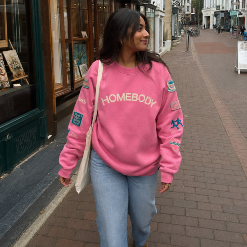 Pink HOMEbody Oversized Embroidered Crewneck photo review
