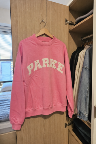 Women’s Oversized Floral Letter Mock Neck Sweatshirt photo review